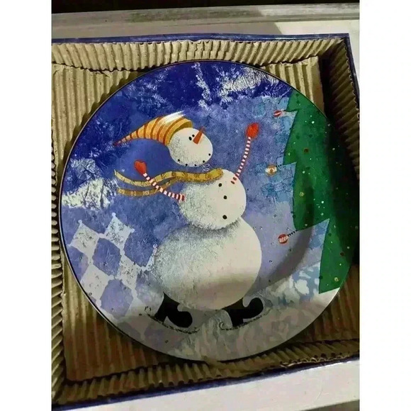 Oneida Snow Pals-Set of 4 Stoneware Salad/Dessert Plates-In Box - Picture 4 of 6